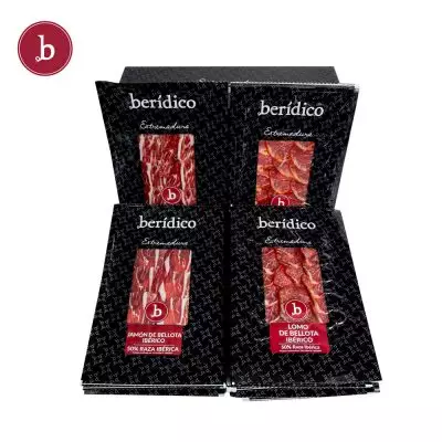 Pack de Jamón y Lomo de Bellota loncheados., 50% raza ibérica. 18 sobres.