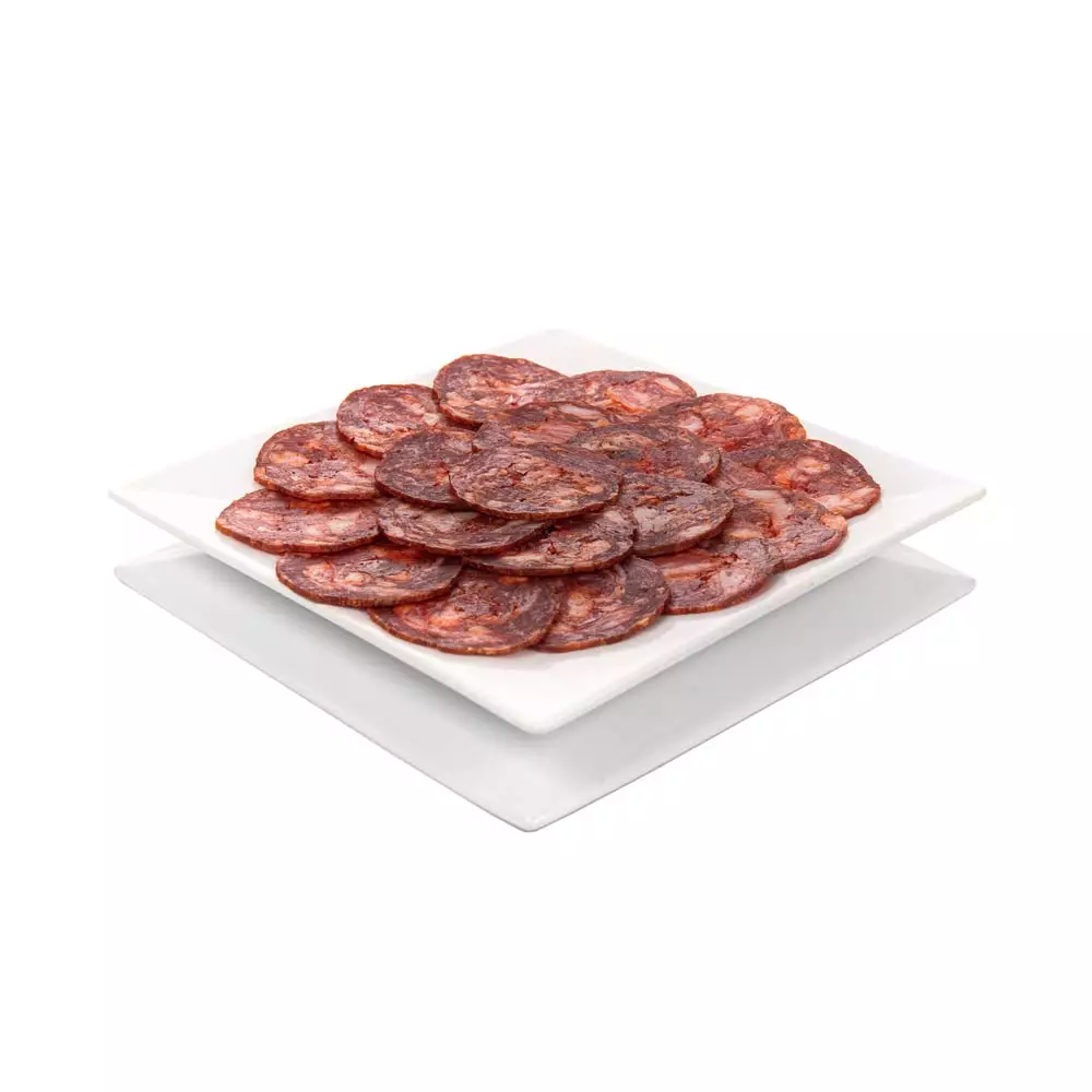 Chorizo Ibérico Extra loncheado Berídico, sugerencia de presentación