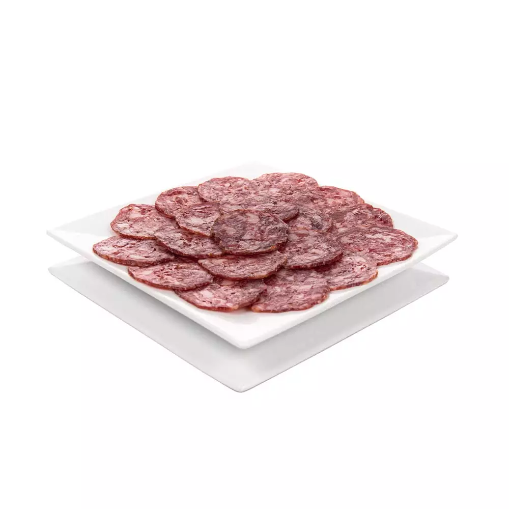 Salchichón Ibérico Extra loncheado Berídico, sugerencia de presentación